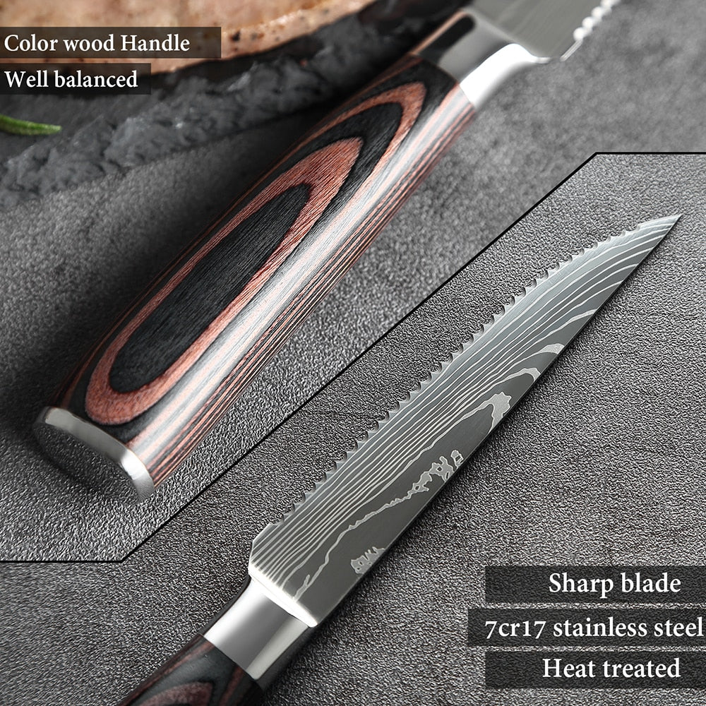 Wood Handle Japanese Style Steak Knife