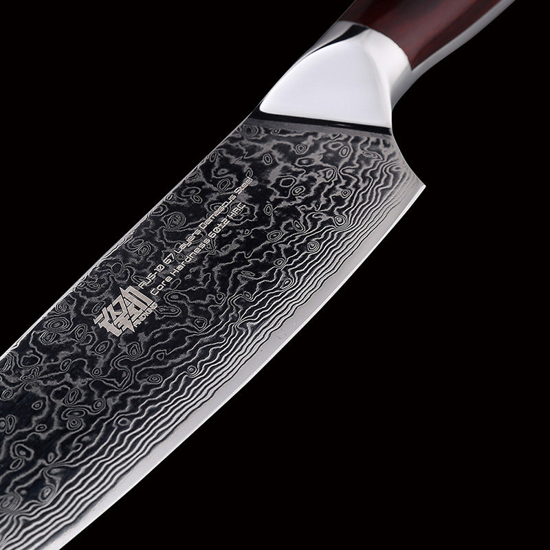 Wood Handle Damascus Slicing Knife